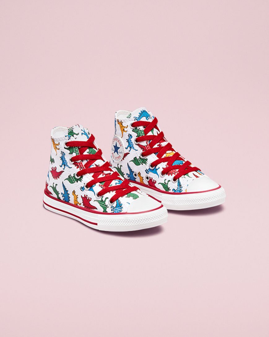 Zapatillas Altas Converse Chuck Taylor All Star Dinosaurs Niña Blancas Rojas Azules | PE 2E570L